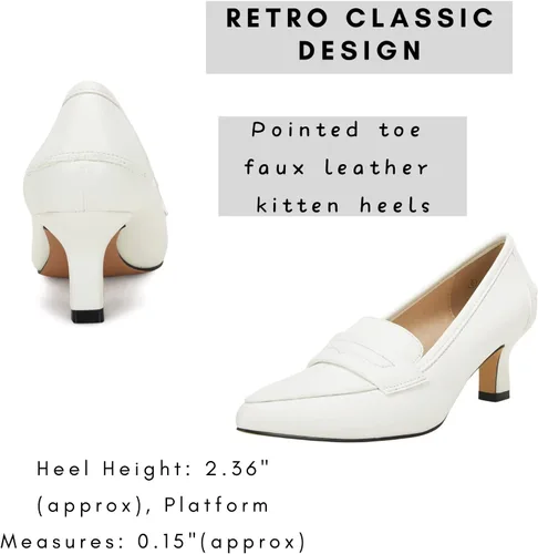 Vista 5 de Coutgo Zapatos de tacón bajo para mujer, tacón alto y puntiagudo, tacón alto de tacón alto, para oficina, boda, fiesta, zapatos tipo mocasín