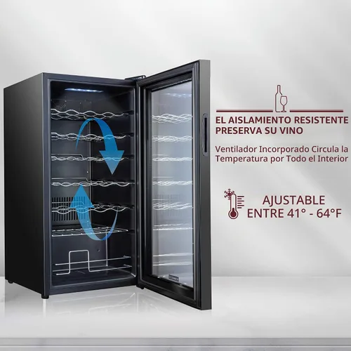 Vista 3 de SCHMECKE - Refrigerador de vino con compresor de 28 botellas, con cerradura y cerradura, gran bodega independiente, 41f-64f, control de temperatura