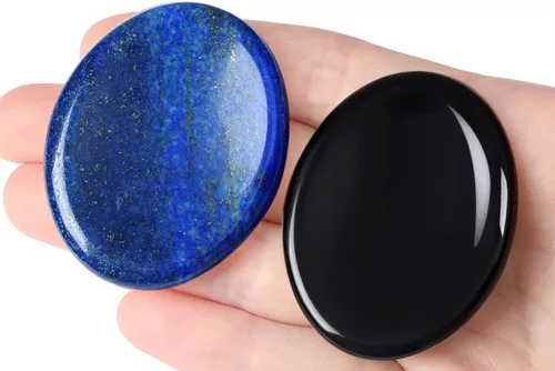 Vista 13 de QINJIEJIE Piedra de preocupación para el pulgar para la ansiedad, cristales de chakras, piedras curativas para la preocupación de los chakras