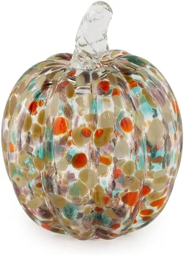 Vista 14 de Boston International Calabaza decorativa de vidrio de mesa, pequeña, moteada