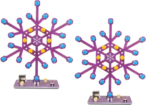 Vista 7 de Kit de práctica de soldadura VOGURTIME en forma de copo de nieve con proyecto LED para enseñanza y aprendizaje electrónico en la escuela y el hogar