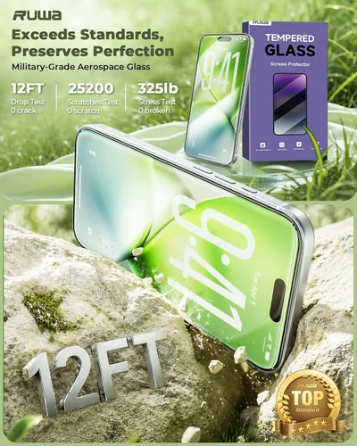 Vista 3 de ruwa Protector de pantalla para iPhone 13/13 Pro/14/16e [paquete de 3] [6.1 pulgadas] Película de vidrio templado para pantalla con marco de fácil