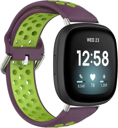Vista 14 de BabyValley Correa compatible con Fitbit Versa 4/Versa 3/Sense Banda de silicona + conector de metal Correa de pulsera transpirable Correa de reloj