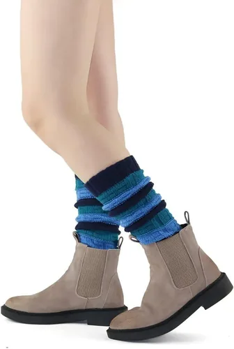Vista 6 de GLENMEARL Paquete de 3 calcetines largos de punto a rayas cálidas para mujer, para otoño e invierno