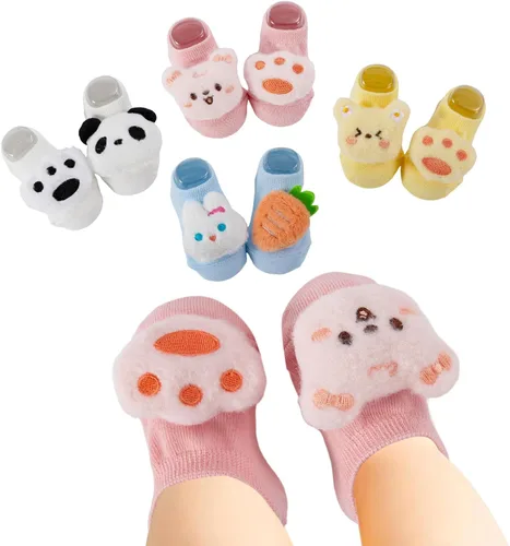 Vista 13 de Calcetines de algodón con agarre antideslizante para bebés, bebés, niñas, regalos para niñas