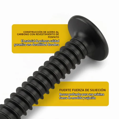 Vista 3 de BCP Fasteners #8 x 1/2", 100 Unidades Tornillos Phillips Pequeños Negros de Cabeza de Armadura Modificada, Punta Afilada de Rosca Profunda, Acero al