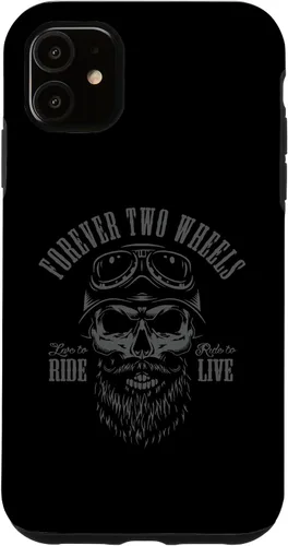 Vista 8 de Forever Two Wheels Biker Skull with Beard Motorcycle Design - Carcasa para iPhone 17