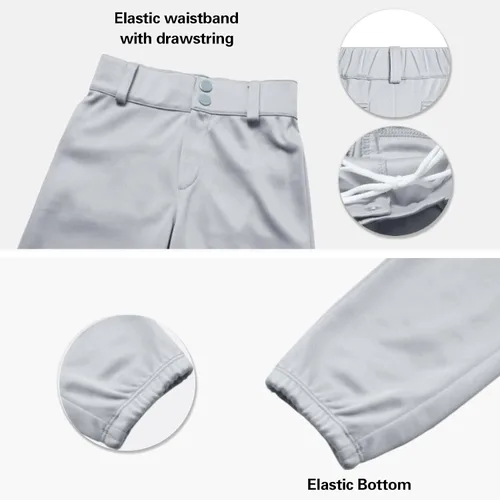 Vista 5 de QBK 2T-13Years - Pantalones de sóftbol para niñas, pantalones de práctica de béisbol para niños y jóvenes, pantalones de béisbol para niños pequeños