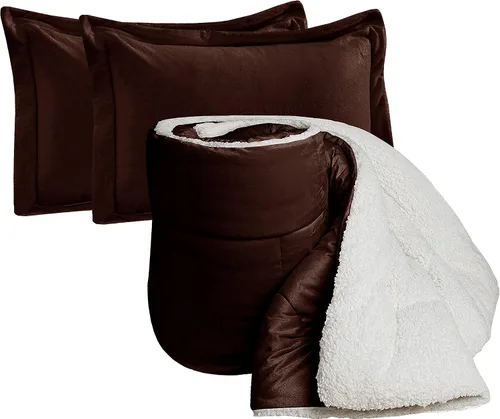 Vista 13 de Elegant Comfort Juego de edredón sherpa ultra afelpado de 2 piezas, color sólido y reverso esponjoso, apto para todas las estaciones, peso pesado