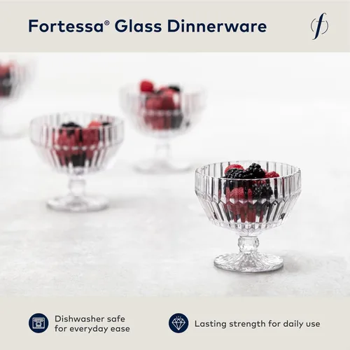 Vista 2 de Fortessa Archie Cuenco de Postre de Vidrio con Base, 10 Onzas, Transparente
