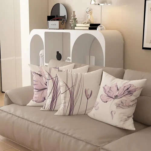 Vista 5 de Funda de almohada minimalista moderna con textura con estampado floral creativo, funda de cojín cuadrada impresa digital para sofá de sala de estar