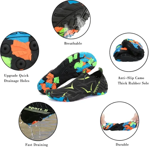 Vista 6 de Zapatos de agua para hombre y mujer, zapatos de agua descalzos, de secado rápido, para playa, natación, buceo, kayak, surf, deportes acuáticos