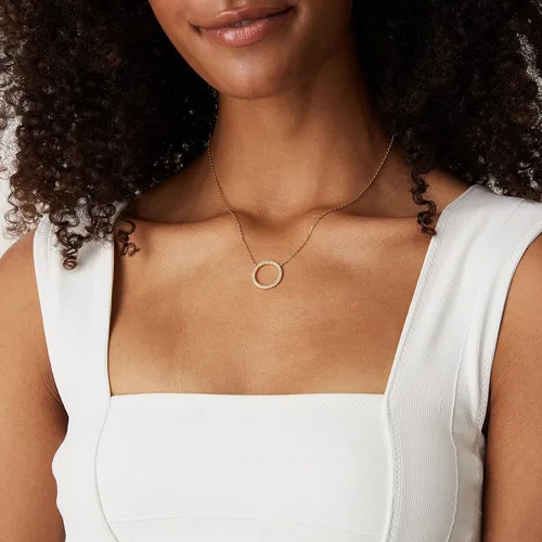 Vista 20 de PAVOI 14K Gold Plated Circle CZ Solitaire Necklace Elegant Bezel Pendant Dainty Cubic Zirconia Halo Choker Necklaces for Women