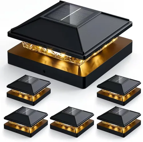 Vista 16 de JOFIOS Paquete de 12 luces solares con tapa de poste, impermeable IP65 Negro