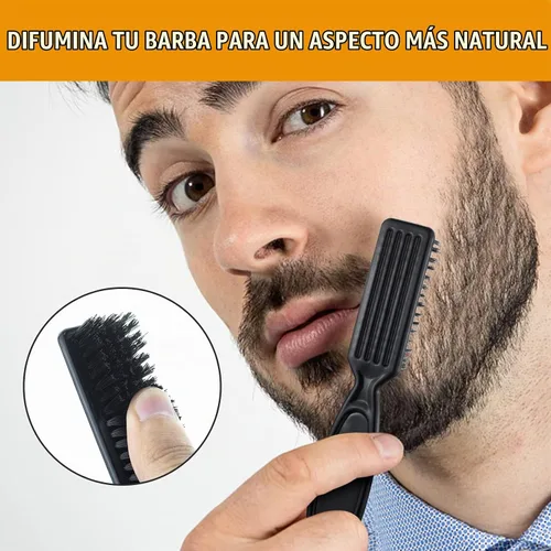 Vista 7 de Kit de aseo de barba negra resistente al agua de larga duración para hombre, bolígrafo de punta de micro-tenedor, cepillo de cerdas para bigote