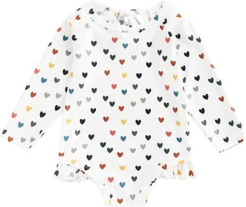 Vista 43 de MERSARIPHY Traje de baño de una pieza para niña pequeña, traje de baño de manga larga, traje de baño para niñas
