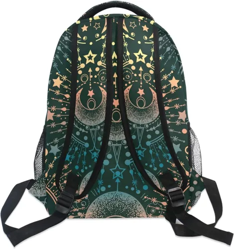 Vista 3 de ALAZA Moon & Star Alchemy Magical - Mochila grande personalizada para laptop, iPad, tableta, mochila escolar de viaje con múltiples bolsillos