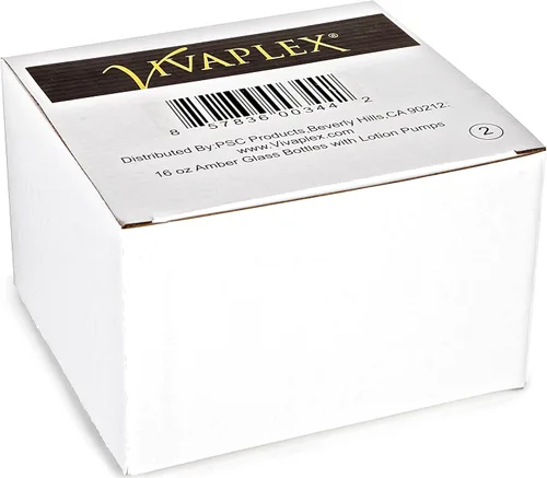 Vista 2 de Vivaplex - Botellas grandes de vidrio ámbar de 16 onzas con bombas de loción negra, paquete de 2