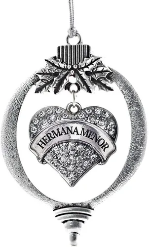 Vista 216 de Inspired Silver Adornos festivos de dije de corazón pave de plata con circonitas cúbicas