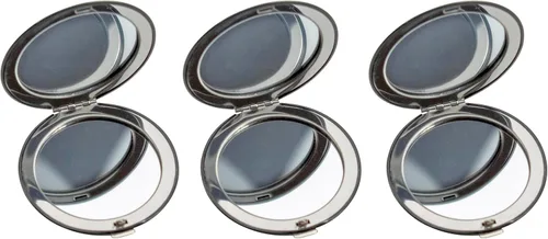 Vista 2 de Stephanie Imports Juego de 3 espejos compactos delgados con aumento de doble cara en forma de corazón