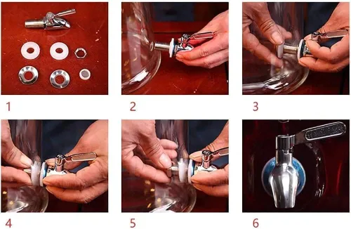 Vista 3 de Dispensador de cerveza, dispensador de bebidas de vidrio de barril de cerveza con grifo sin fugas y tapa de vidrio, gabinetes de vino de 5L/7.5L/10L