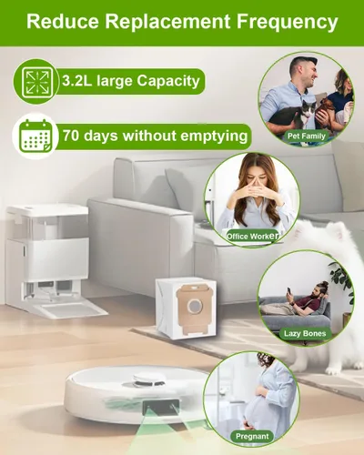 Vista 6 de ApexOne Paquete de 16 bolsas de vacío para iRobot Roomba 104 Combo, 105 Combo, 105 Vac, Plus 405 Combo, Max 705 Vac, Max 705 Combo, Plus 504 Vac