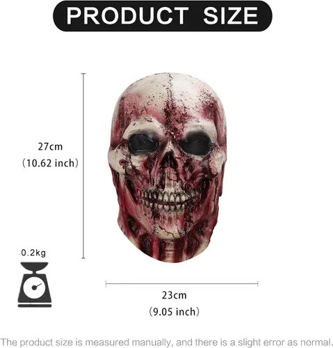 Vista 5 de MOLEZU Halloween Zombie Vampire Head Mask for Adult, Scary Horror Skull Costume Cosplay Party