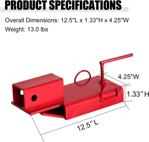 Vista 2 de Accesorio de enganche de remolque para montacargas, adaptador de remolque receptor de 2 pulgadas con cadena roja