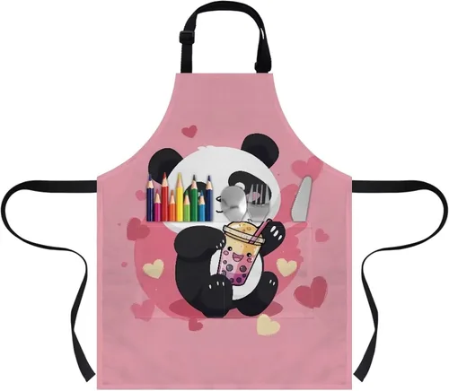 Vista 19 de Cozeyat Delantales de cocina para niños y niñas, delantales de pintura con bolsillos, delantales ligeros con correa ajustable