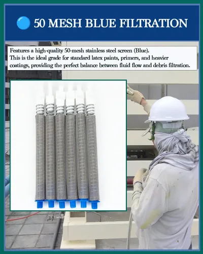 Vista 4 de Paquete de 6 filtros de pistola de pintura sin aire 218131 de 50 mallas azules, compatibles con pistolas de pulverización Graco SG2 y SG3