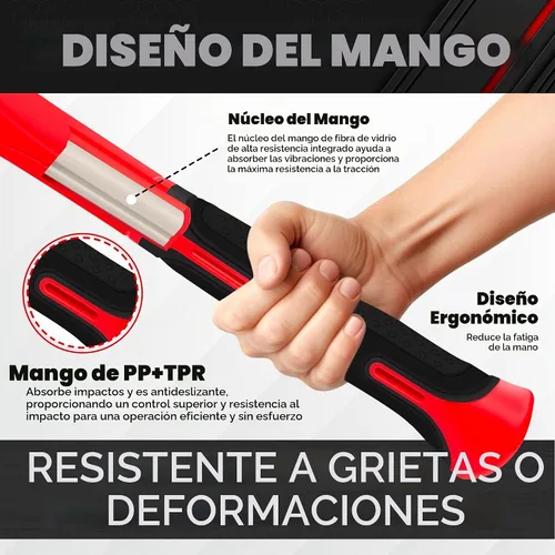 Vista 5 de C&T Martillo de Bola de 3 Piezas, 16oz 32oz 48oz, Martillo de Mango de Fibra de Vidrio para Bola, Martillo de Bola de Golpe con Mango y Construcción