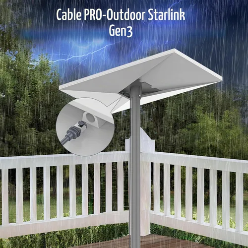 Vista 2 de Cable Starlink Gen3 de 50 pies, cable V3 estándar para exteriores para kit Starlink, núcleo de cobre 100% puro 26AWG, impermeable, cable