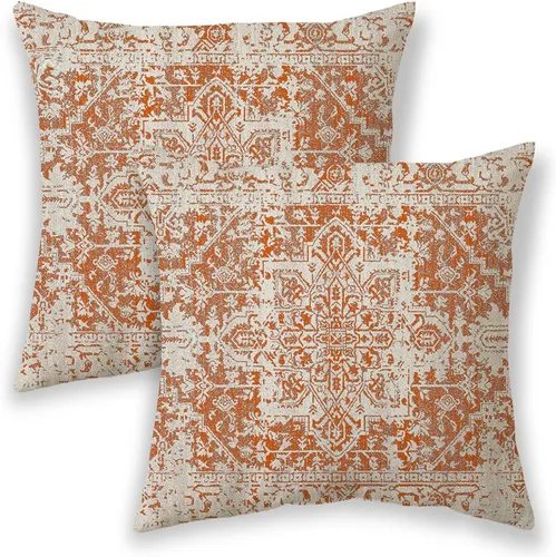 Vista 30 de BETGINY Fundas de almohada boho de 16x16 pulgadas, diseño étnico marrón beige, fundas de almohada decorativas para exteriores para sofá