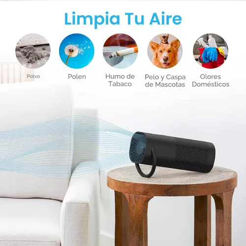 Vista 4 de Pure Enrichment - Mini purificador PureZone de aire portátil – Filtro True HEPA inalámbrico que limpia el aire y elimina el 99.97% del polvo, olores