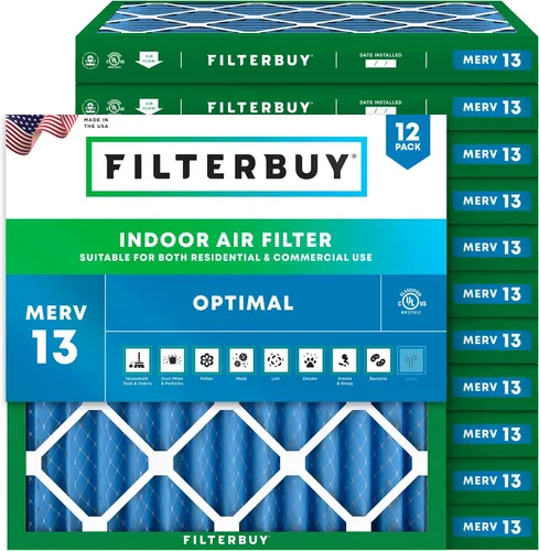 Vista 19 de Filterbuy Filtro de aire de 8 x 14 x 1 pulgadas MERV 13 de defensa óptima (paquete de 12), filtros de aire de repuesto plisados HVAC para calderas