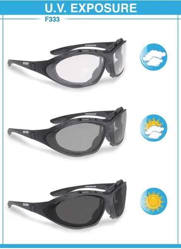Vista 5 de Bertoni Gafas de motocicleta lente fotocrómica intercambiable brazos correa mod.333 moto sunsensor montar gafas acolchadas