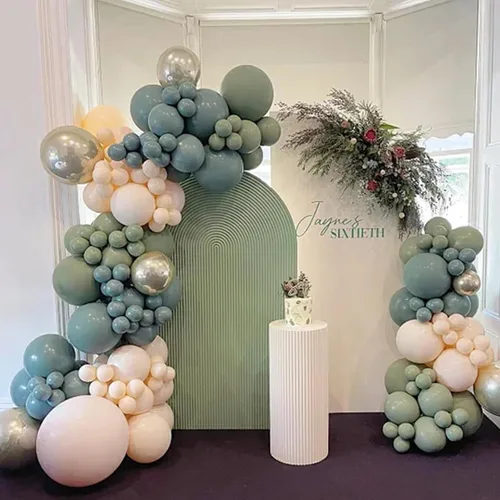 Vista 6 de Kit de Soporte para Arco de Globos, Arco de Globos de 8.2 pies y 5 pies con Doble Curva, Soporte para Globos para Piso Adecuado para Cumpleaños