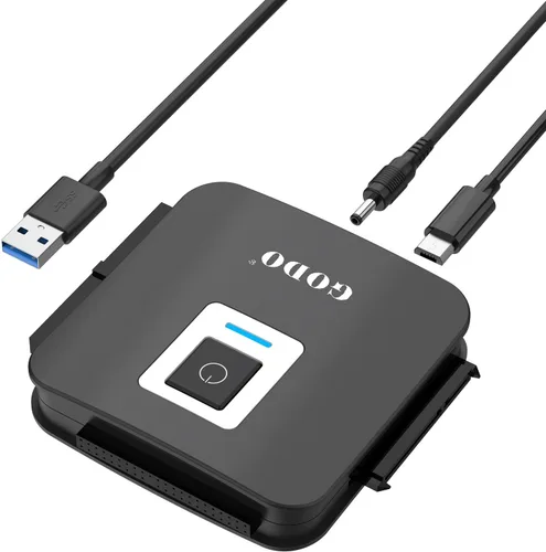 Vista 10 de GODO Caja de Acoplamiento de Disco Duro de 3.5 Pulgadas de Doble Bahía, USB3.0 a Carcasa Externa SATA de 3.5", RAID 0/1/JBOD/Modo PM, Estación