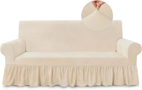Vista 141 de NICEEC Funda para sofá biplaza, súper suave, 1 pieza, color rojo vino, elástica, universal, de elastano, para sala de estar, fácil ajuste, lavable
