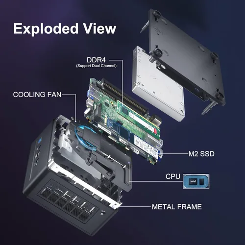 Vista 6 de Intel NUC 13 Pro, NUC13ANHi7 Home & Business Desktop Mini PC Barebone, procesador Core i7-1360P (12 núcleos y 5.0 GHz), gráficos Intel Iris Xe, 16