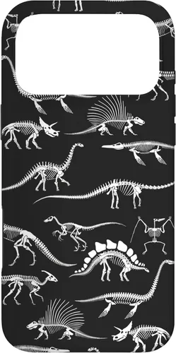 Vista 22 de Funda para iPhone 17 con diseño de huesos de dinosaurio fosilizado con animales prehistóricos