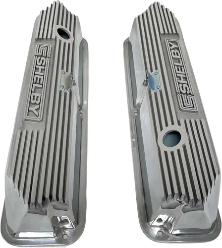 Vista 4 de Compatible con Ford FE Tall Shelby Valve Covers – Pulido – Aluminio fundido – Ansen USA