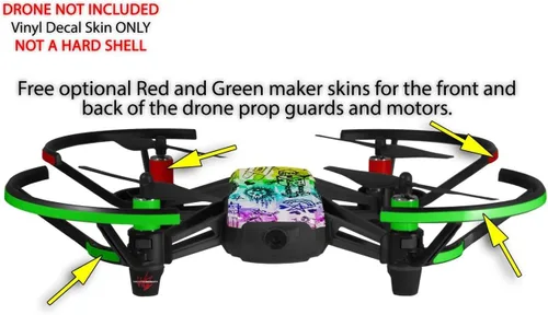 Vista 3 de Skin Wrap 2 Pack para DJI Ryze Tello Drone escena Kid bocetos Rainbow Drone No Incluidas