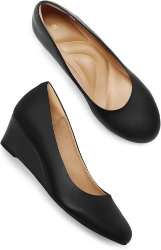 Vista 2 de mysoft Women's Wedge Pumps Low Heel Closed Toe 2in Dress Shoes