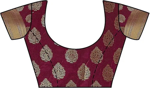Vista 4 de Indian Hawker Banarasi Art Silk Sari Sari Trabajo Jacquard Fashion Sari Sari con blusa sin costuras