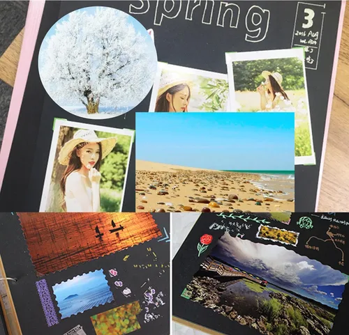 Vista 7 de Álbum de fotos multicolor de 6 pulgadas, páginas autoadhesivas, collage de fotos con 32 hojas para niños, álbum de recortes