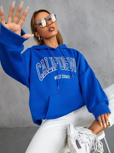 Vista 5 de SOLY HUX Sudadera casual con capucha de California para mujer, diseño de Los Ángeles, con cordón