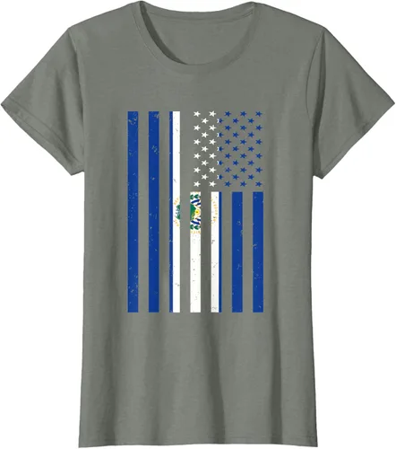 Vista 13 de El Salvador Shirt - El Salvador USA America Flag Men Women T-Shirt
