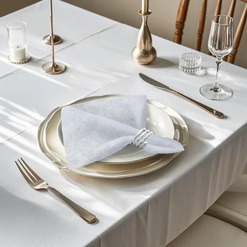 Vista 3 de SASTYBALE Servilletas de tela blanca de 20 x 20 pulgadas, juego de 4 servilletas de mesa de damasco de jacquard lavables para comedor, fiesta, boda