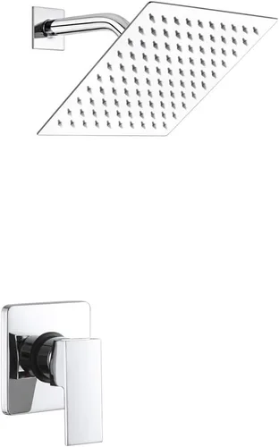 Vista 18 de Conjunto de llave de regadera color negro mate, sistema de regadera de lluvia para baño con cabezal de regadera de metal de acero inoxidable, kit